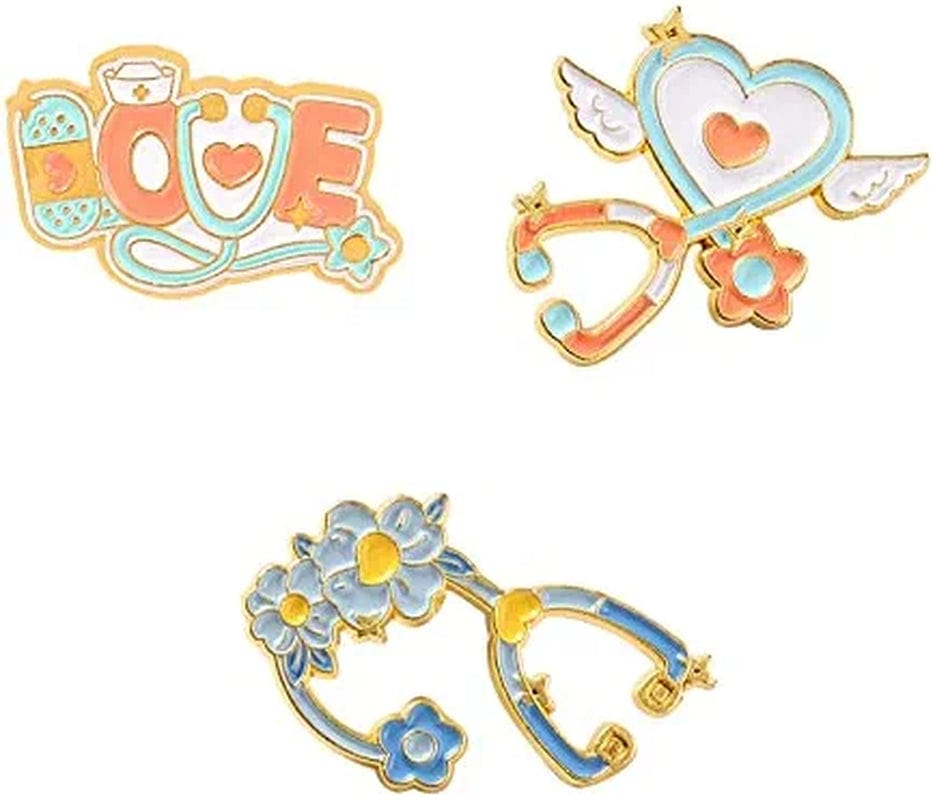 WITHYU Cute Animal, Punk,Art,Science , Animation Enamel Pins, Cartoon Personality Pin Set for Kids, Teens, Women, Badge Decor Pins for Jackets, Lapel, Backpack, Hat Stethoscope