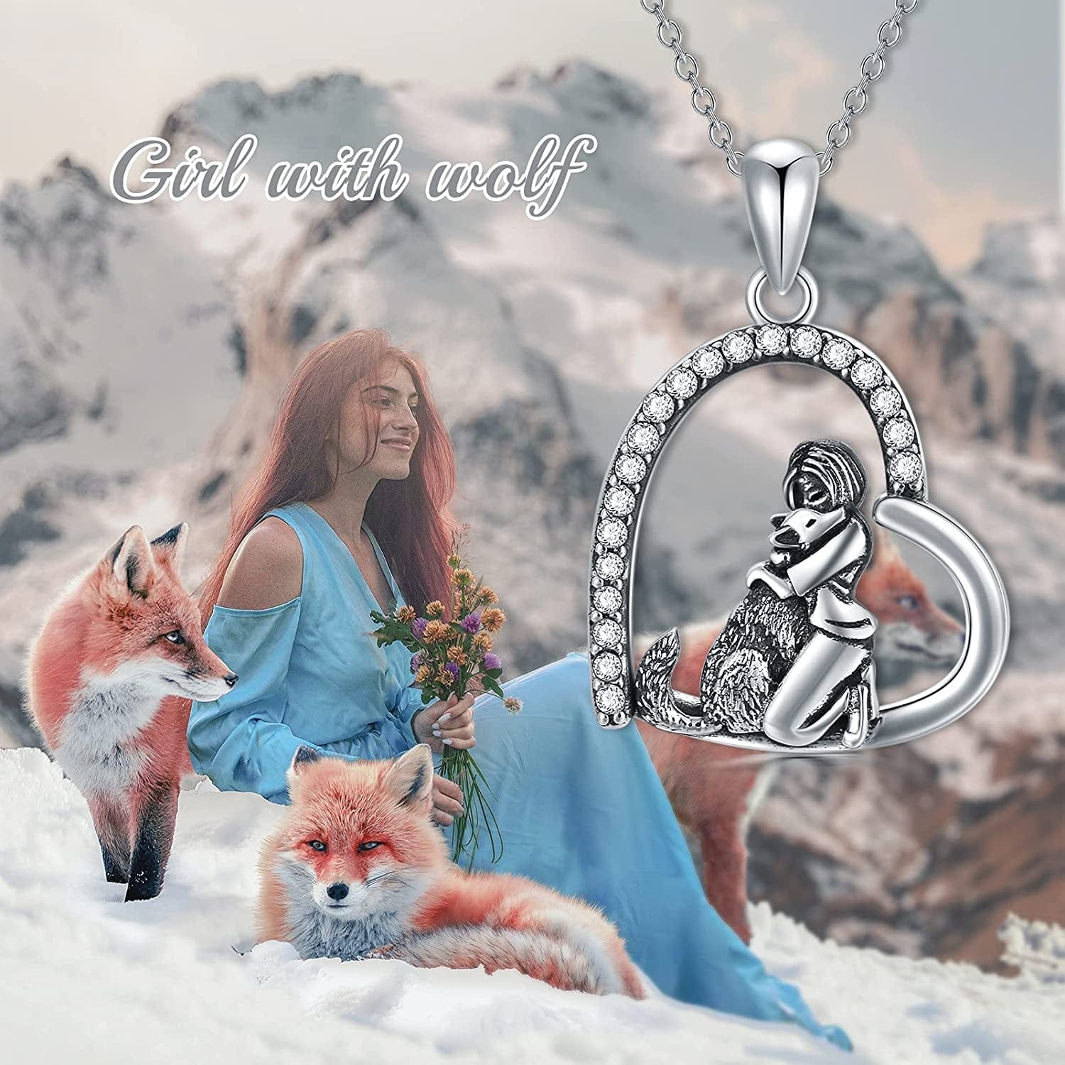Wolf Necklace for Women 925 Sterling Silver Wolf Pendant Girls with Wolf Gift for Women