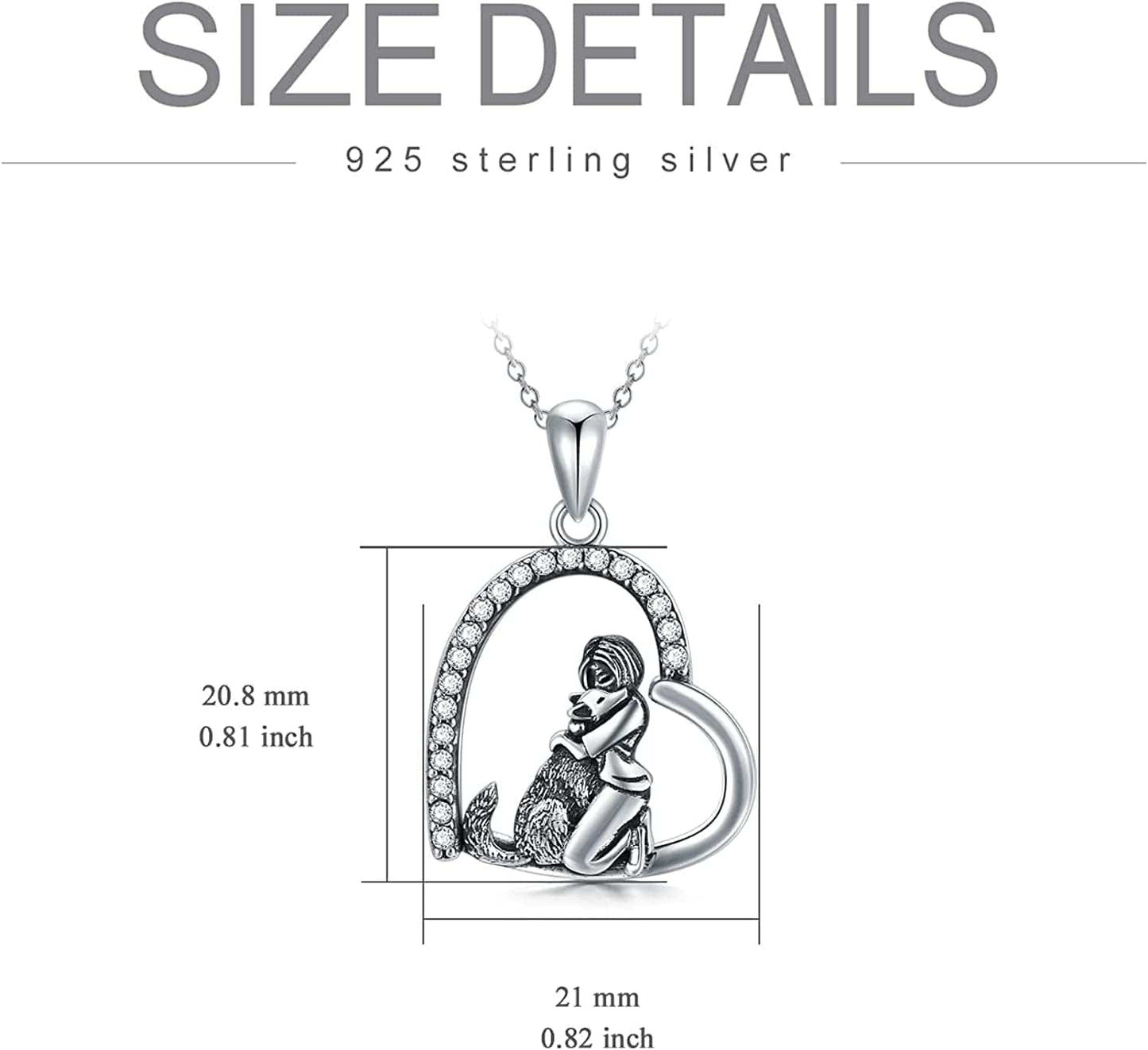 Wolf Necklace for Women 925 Sterling Silver Wolf Pendant Girls with Wolf Gift for Women