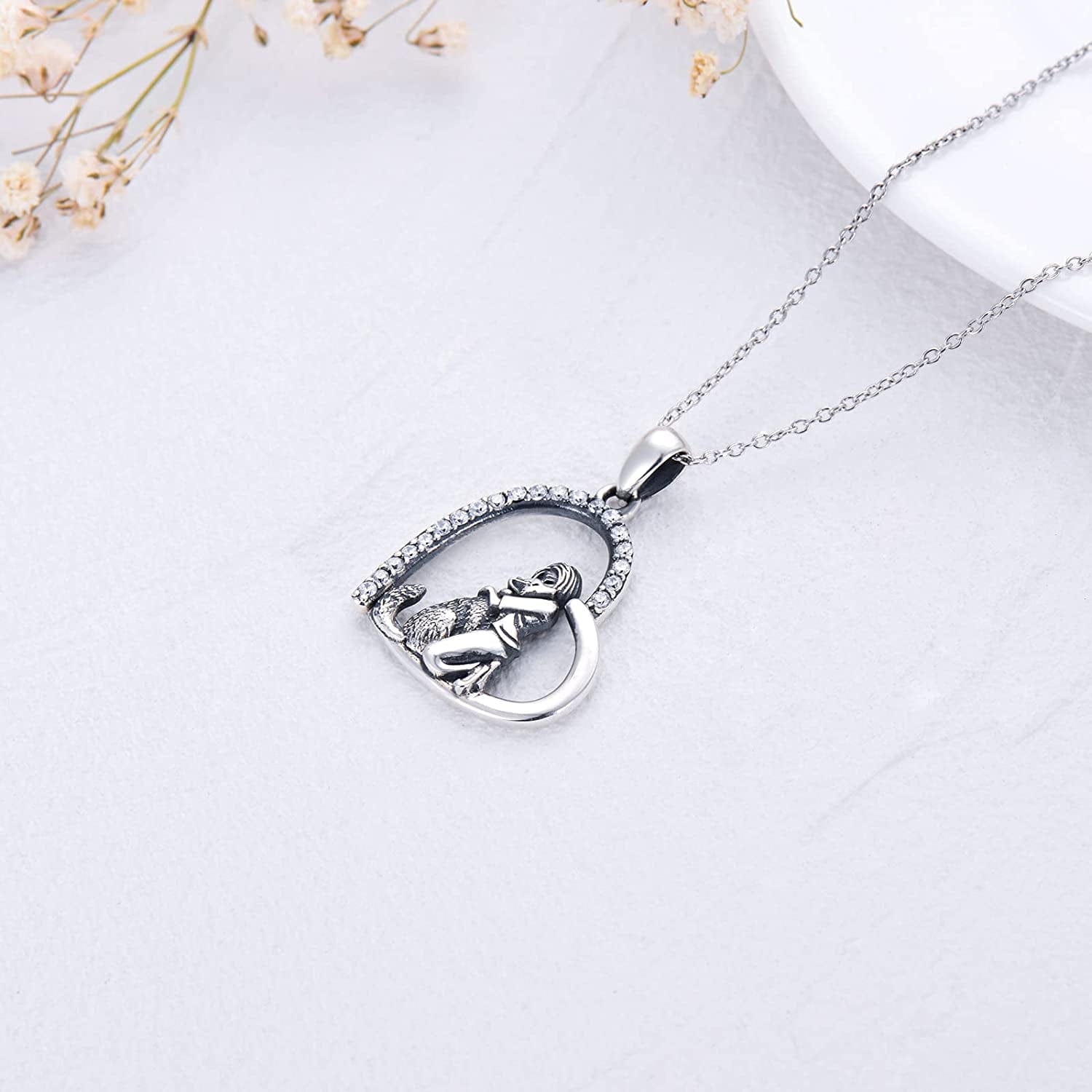 Wolf Necklace for Women 925 Sterling Silver Wolf Pendant Girls with Wolf Gift for Women