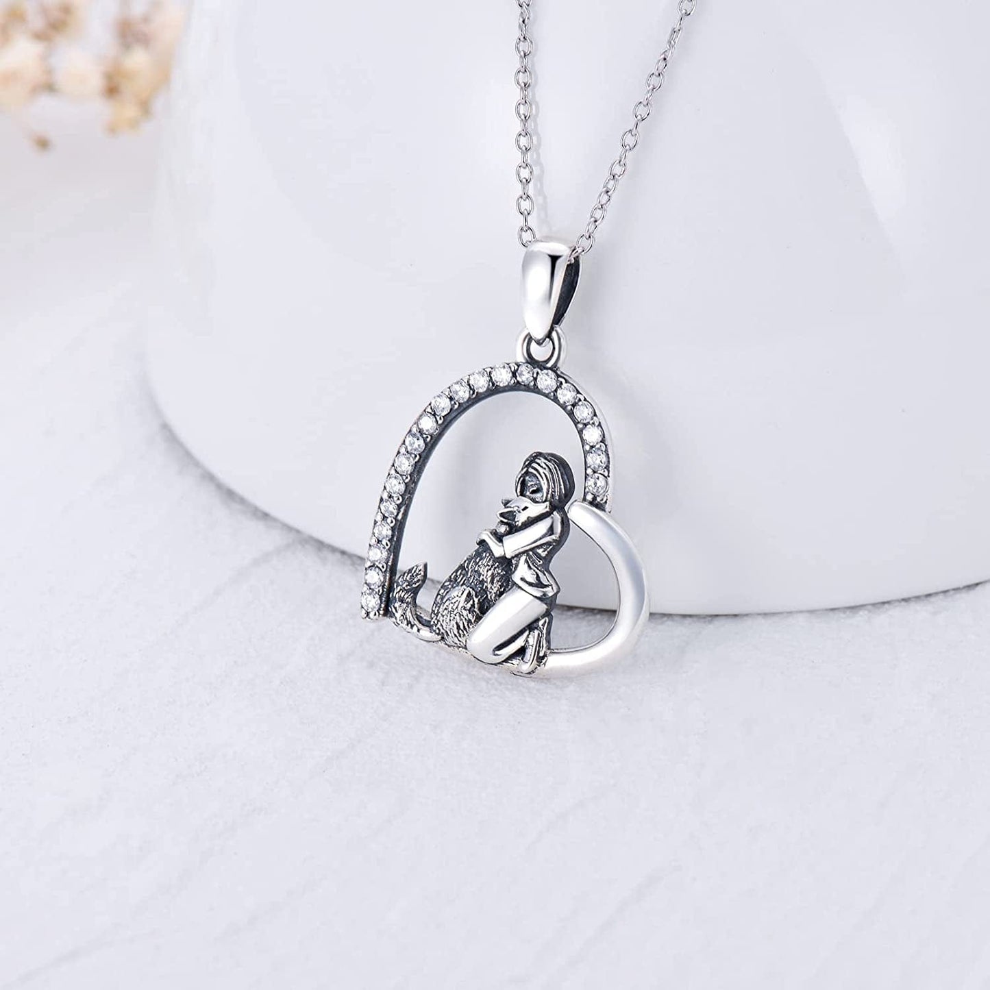 Wolf Necklace for Women 925 Sterling Silver Wolf Pendant Girls with Wolf Gift for Women