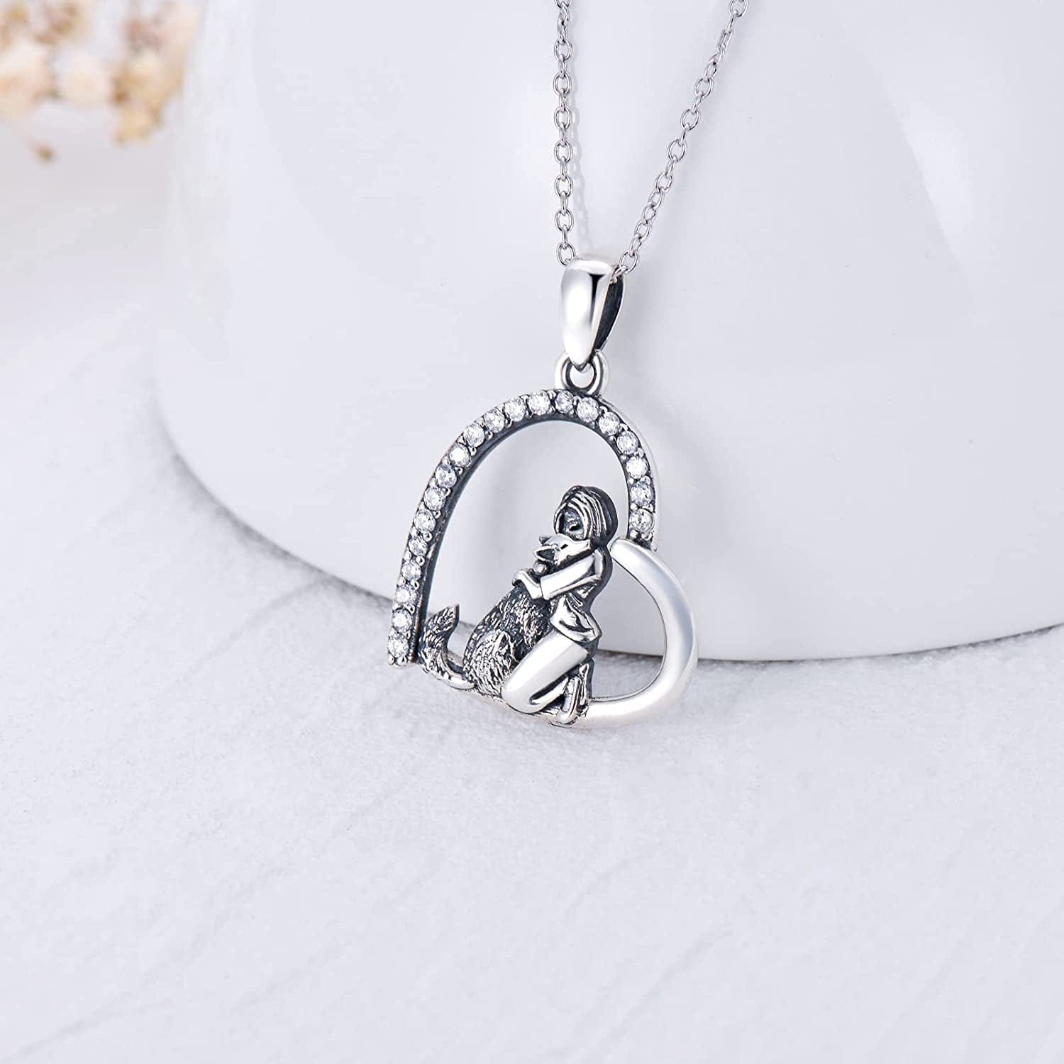 Wolf Necklace for Women 925 Sterling Silver Wolf Pendant Girls with Wolf Gift for Women