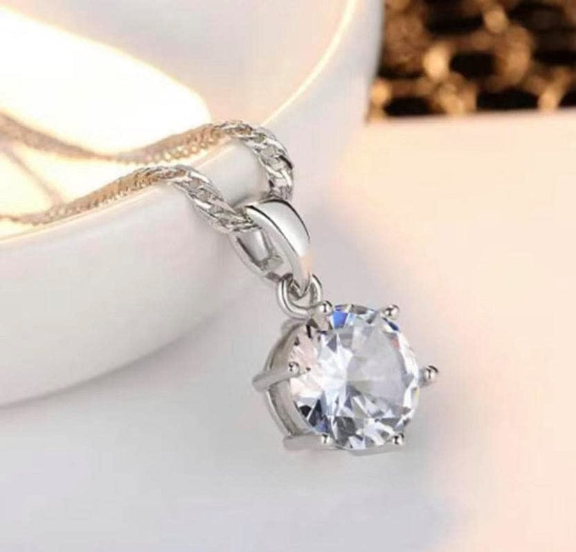 Women 3 Pairs Jewelry Set 925 Sterling Silver Chain Necklace Earrings and Ring for Women for Party (3 Pcs White Gold)