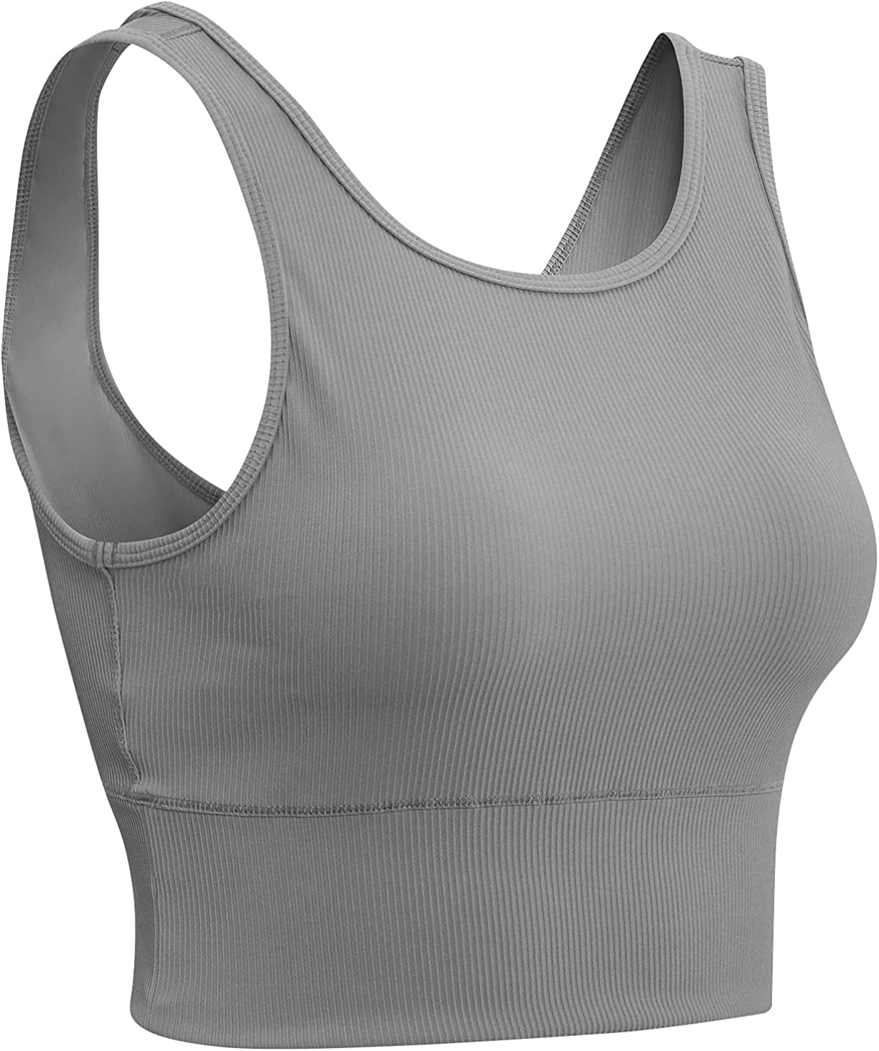Women Basic Crop Tank Tops Sleeveless Workout Tanks Ribbed Training Tank Shirts Grey / Small