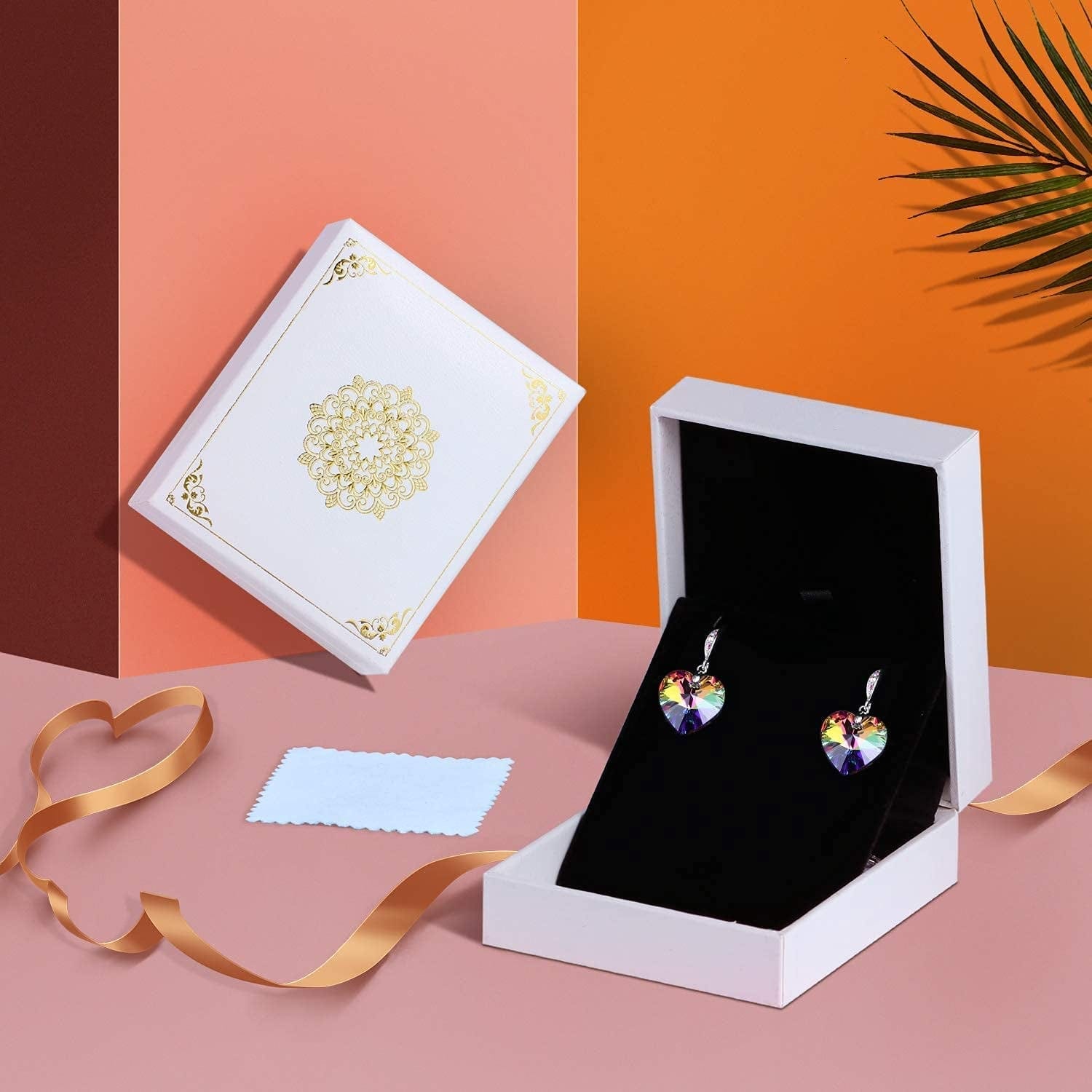 Women Heart Crystals Earrings Drop Dangle Fish Hook Earrings for Girl Christmas Mothers Day Gifts for Her