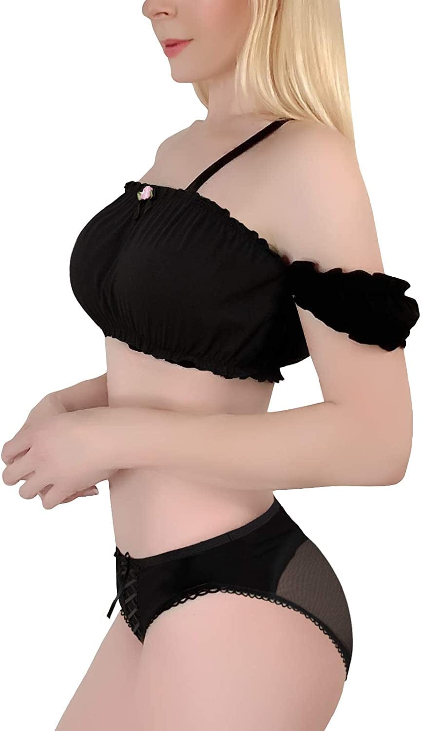 Women Lace Babydoll Chemise Halter V Neck Sleepwear and Thong Lingerie Set - Romantic