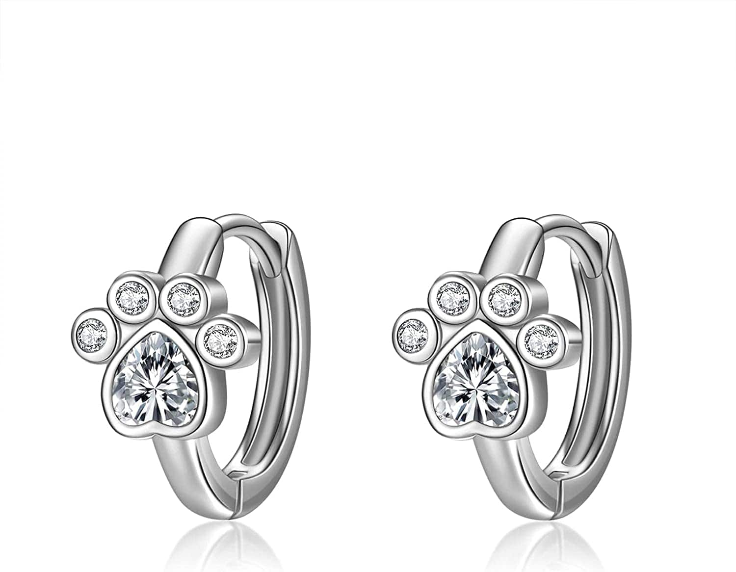 Women Ladies Earrings 925 Sterling Silver Drop &Dangle Earring Stud Hypoallergenic Jewelry Paw Print Hoop