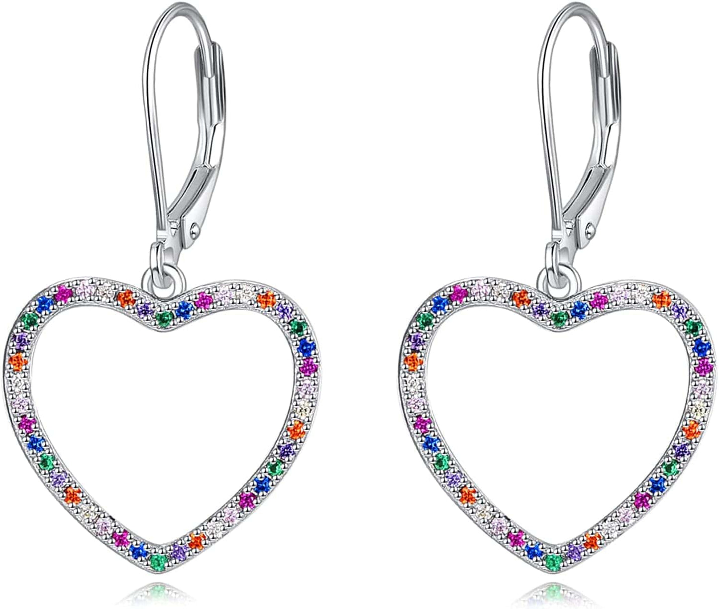 Women Ladies Earrings 925 Sterling Silver Drop &Dangle Earring Stud Hypoallergenic Jewelry Heart Shaped