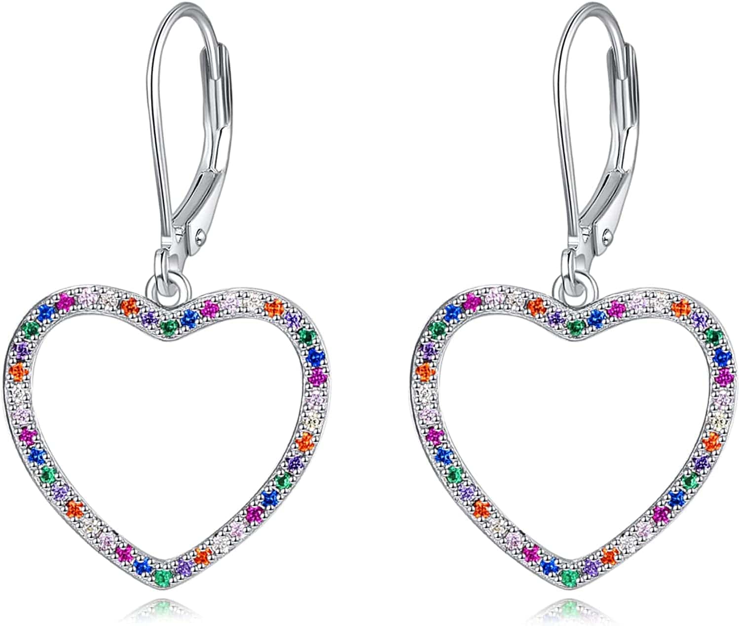 Women Ladies Earrings 925 Sterling Silver Drop &Dangle Earring Stud Hypoallergenic Jewelry Heart Shaped