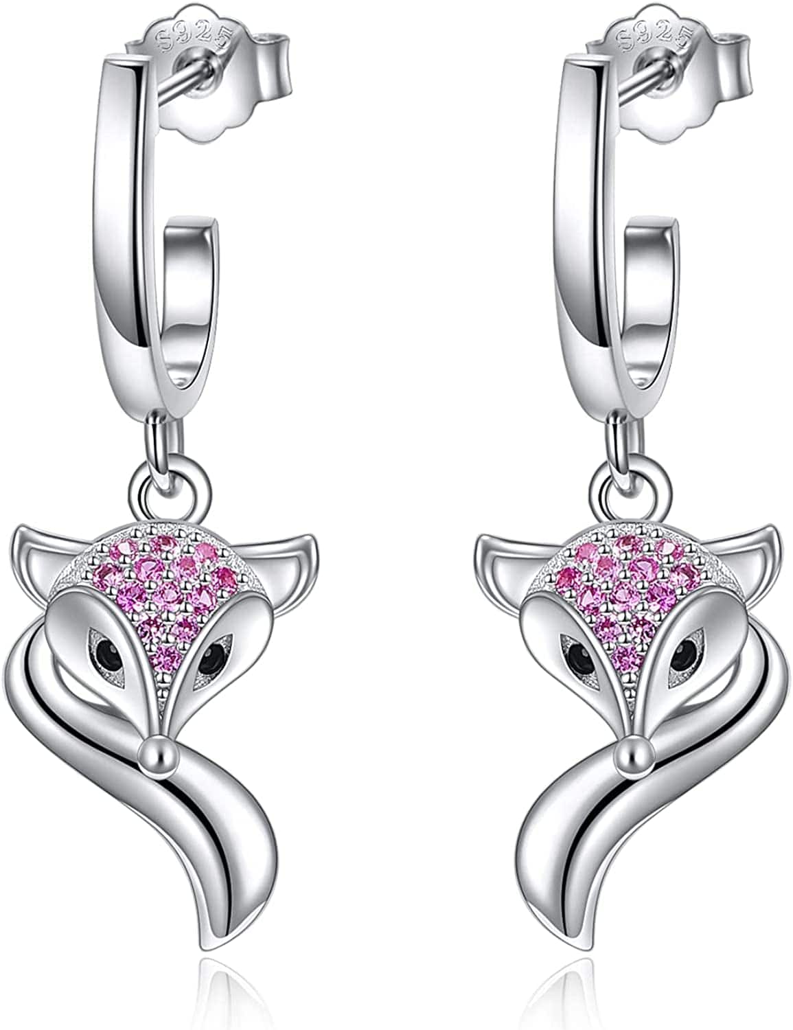 Women Ladies Earrings 925 Sterling Silver Drop &Dangle Earring Stud Hypoallergenic Jewelry Fox
