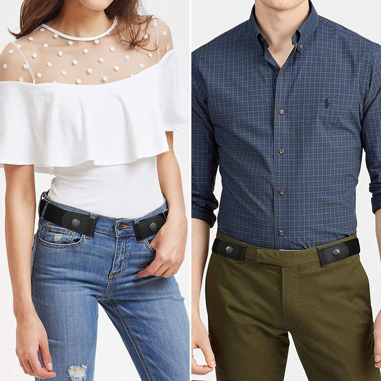 Women/Men Buckle-Free Elastic Belt for Jeans, Ladies Invisible Belt Fits Waist 24-48 Inches Apparel & Accessories > Clothing Accessories > Belts XZQTIVE