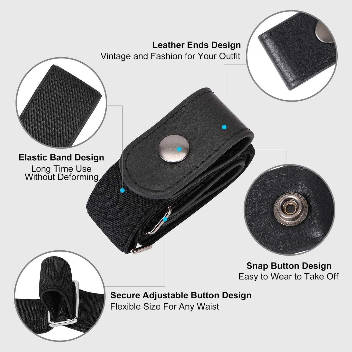 Women/Men Buckle-Free Elastic Belt for Jeans, Ladies Invisible Belt Fits Waist 24-48 Inches Apparel & Accessories > Clothing Accessories > Belts XZQTIVE