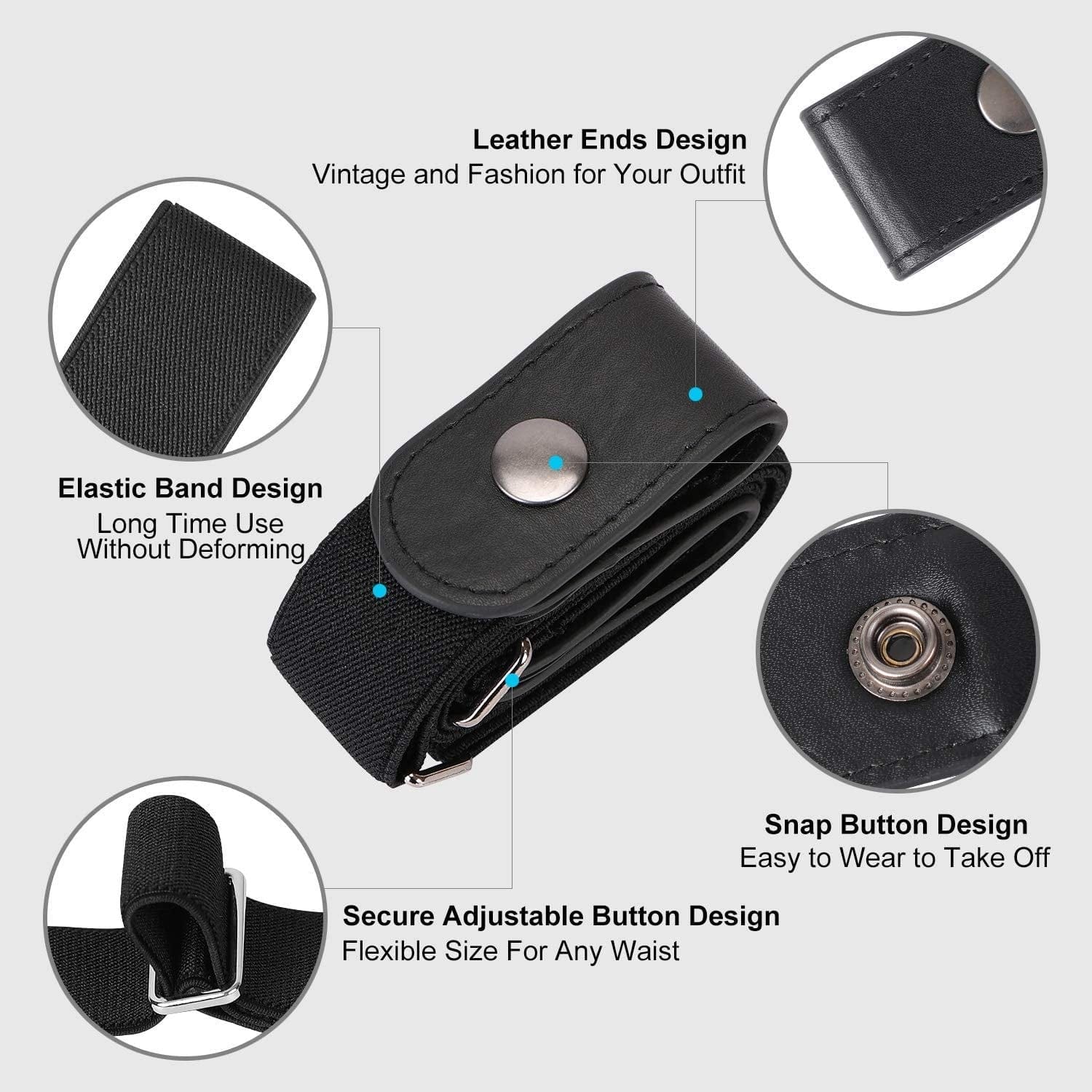 Women/Men Buckle-Free Elastic Belt for Jeans, Ladies Invisible Belt Fits Waist 24-48 Inches Apparel & Accessories > Clothing Accessories > Belts XZQTIVE