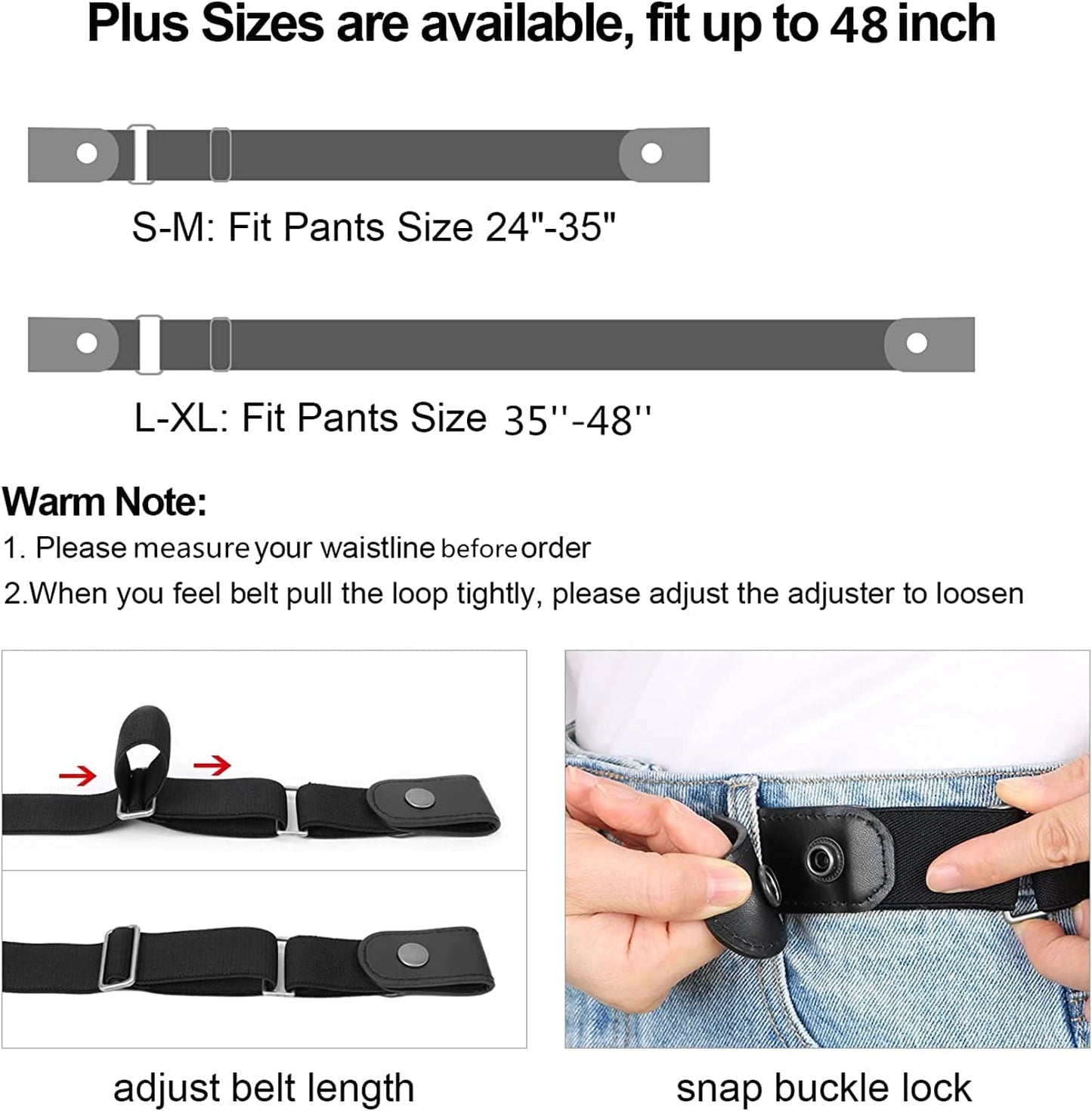 Women/Men Buckle-Free Elastic Belt for Jeans, Ladies Invisible Belt Fits Waist 24-48 Inches Apparel & Accessories > Clothing Accessories > Belts XZQTIVE