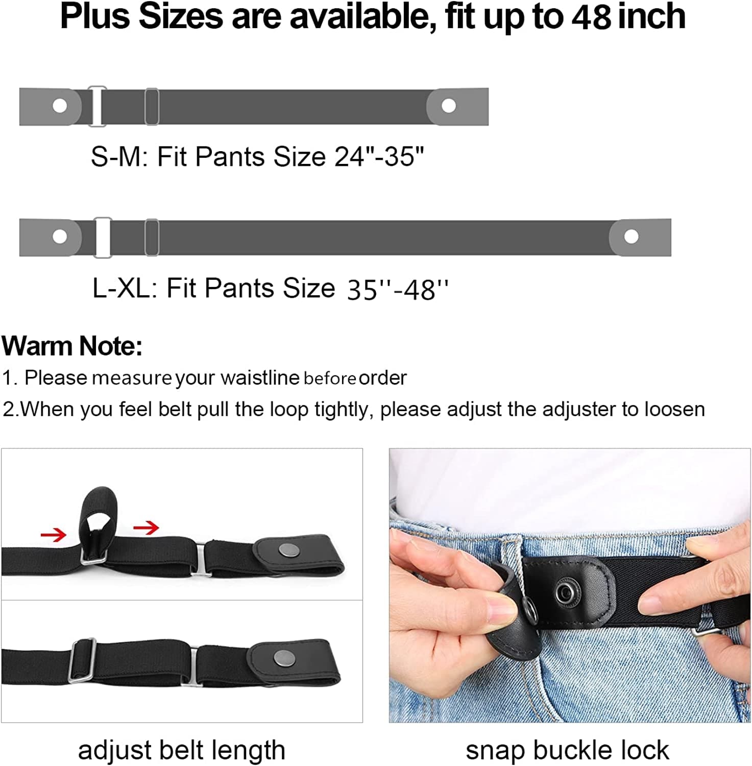 Women/Men Buckle-Free Elastic Belt for Jeans, Ladies Invisible Belt Fits Waist 24-48 Inches Apparel & Accessories > Clothing Accessories > Belts XZQTIVE