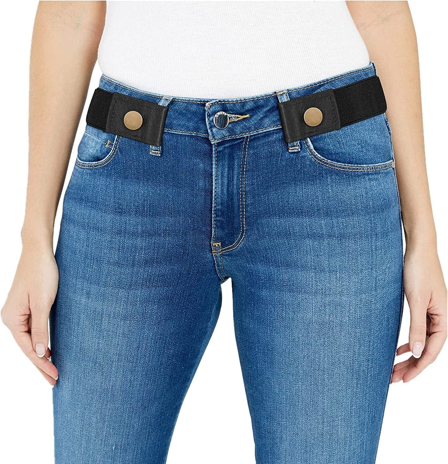 Women/Men Buckle-Free Elastic Belt for Jeans, Ladies Invisible Belt Fits Waist 24-48 Inches Apparel & Accessories > Clothing Accessories > Belts XZQTIVE 03-1 Black Fit for waist size 24-35in