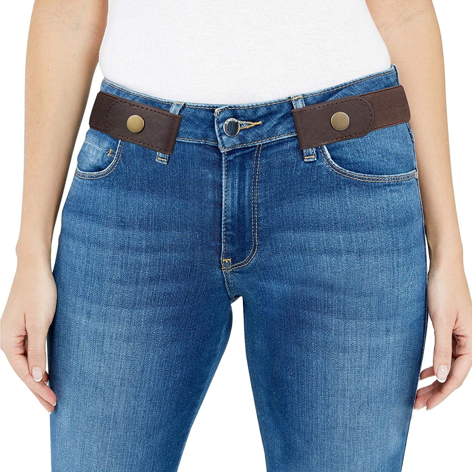 Women/Men Buckle-Free Elastic Belt for Jeans, Ladies Invisible Belt Fits Waist 24-48 Inches Apparel & Accessories > Clothing Accessories > Belts XZQTIVE 04-coffee Fit for waist size 24-35in