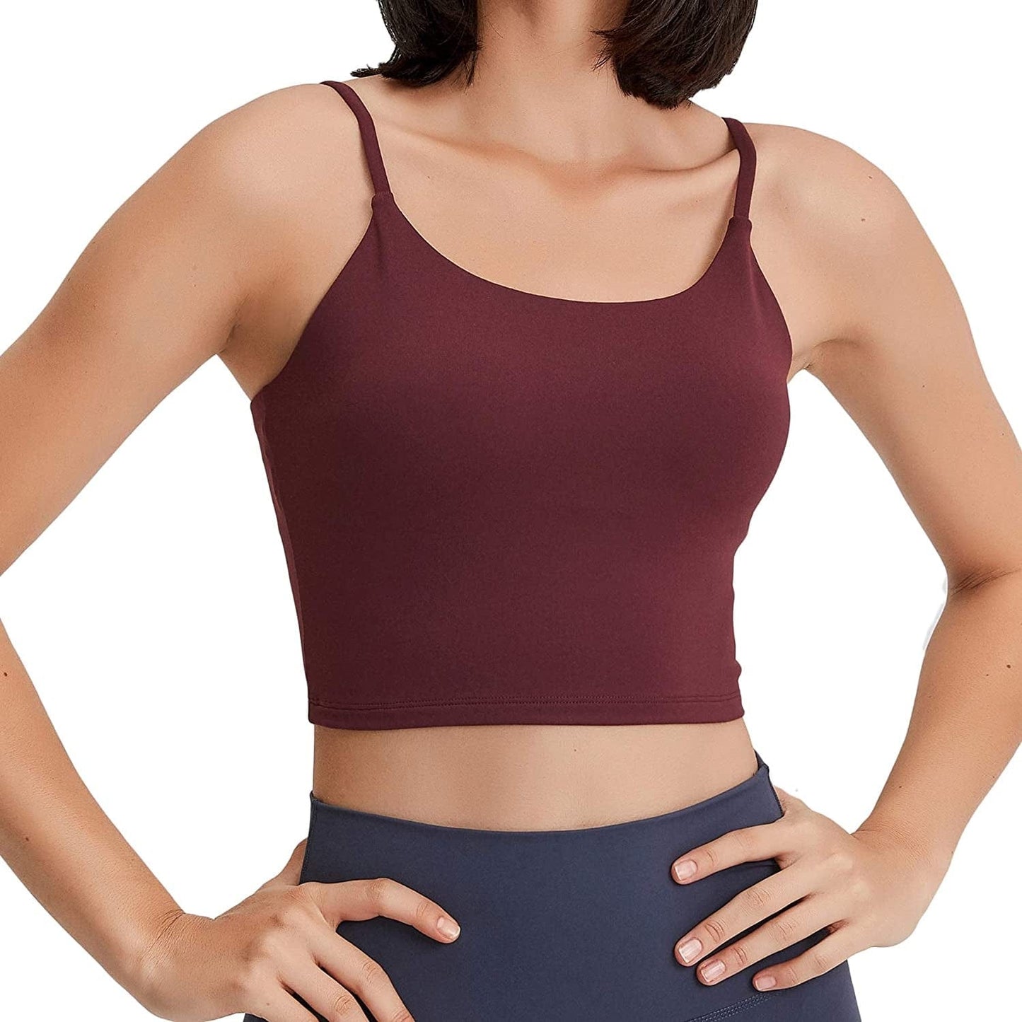 Women Padded Sports Bra Fitness Workout Running Shirts Yoga Tank Top Burgundy / XX-Large