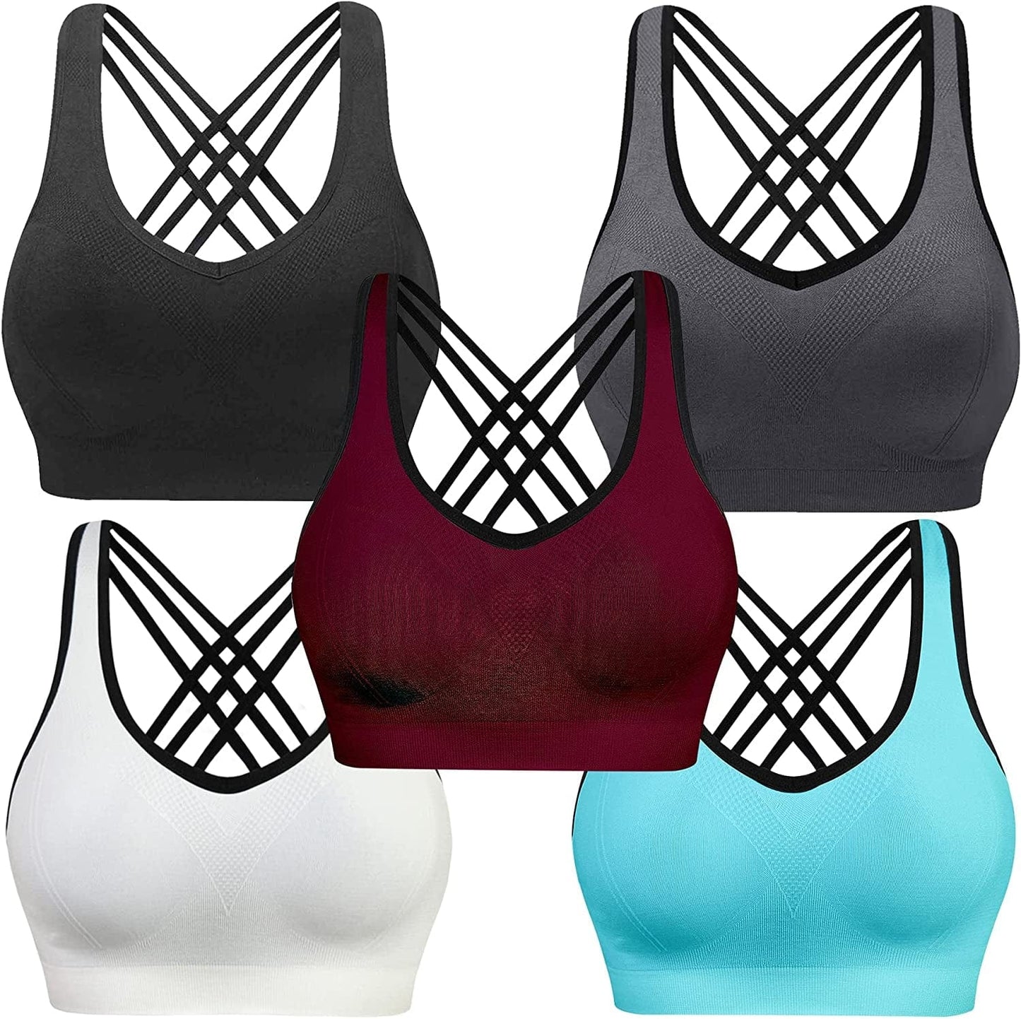 Women Racerback Sports Bras - High Impact Workout Gym Activewear Bra Multicolor / Small