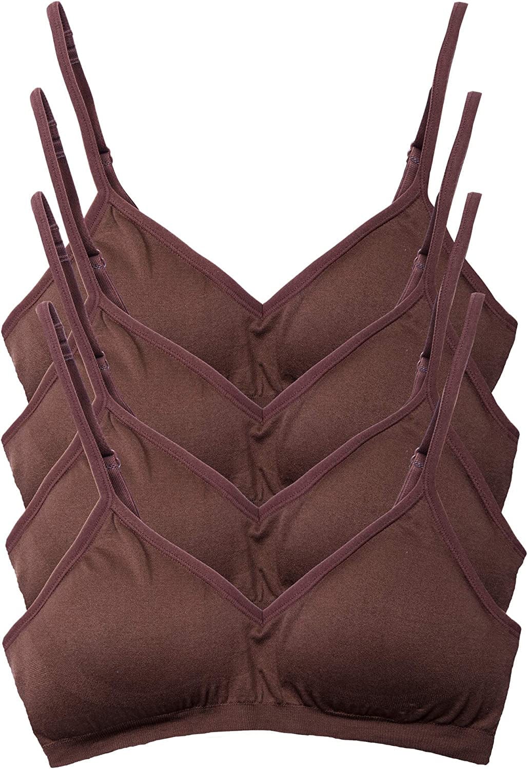 Women’S 4 Pack Demi Padded Bralette Wireless Comfortable Bra 4pk Mocha / Small-Medium