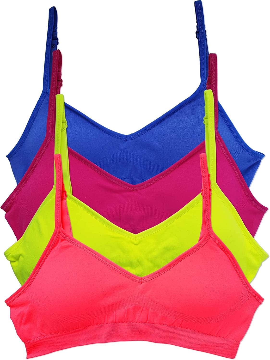 Women’S 4 Pack Demi Padded Bralette Wireless Comfortable Bra Neons / Medium-Large Plus