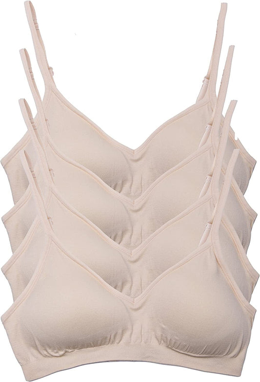 Women’S 4 Pack Demi Padded Bralette Wireless Comfortable Bra 4pk Light Beige / Small-Medium