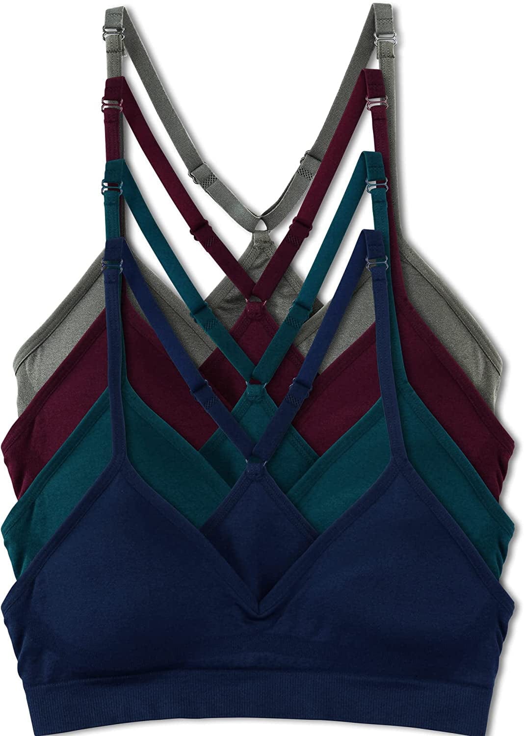 Women’S 4 Pack Racerback Sports Bralette Seamless Wireless Comfort Bra Winter / X-Large