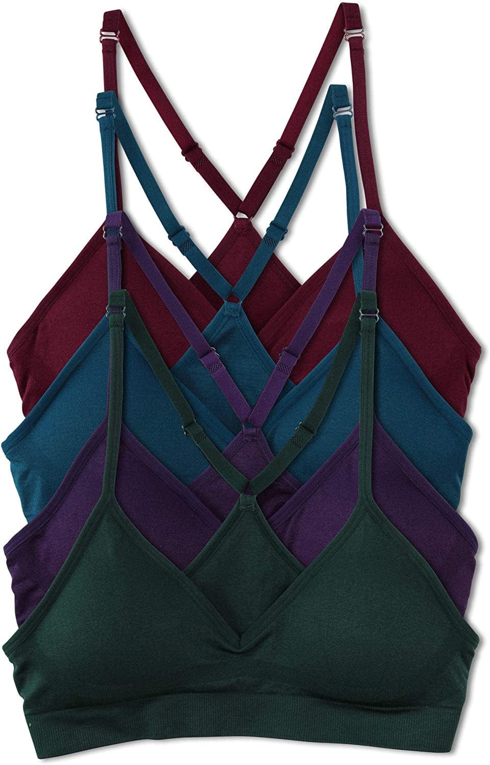 Women’S 4 Pack Racerback Sports Bralette Seamless Wireless Comfort Bra D. Vintage / X-Large