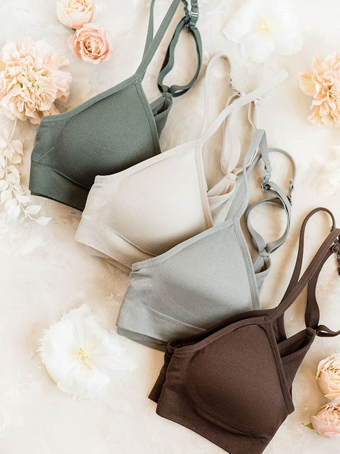 Women’S 4 Pack Racerback Sports Bralette Seamless Wireless Comfort Bra