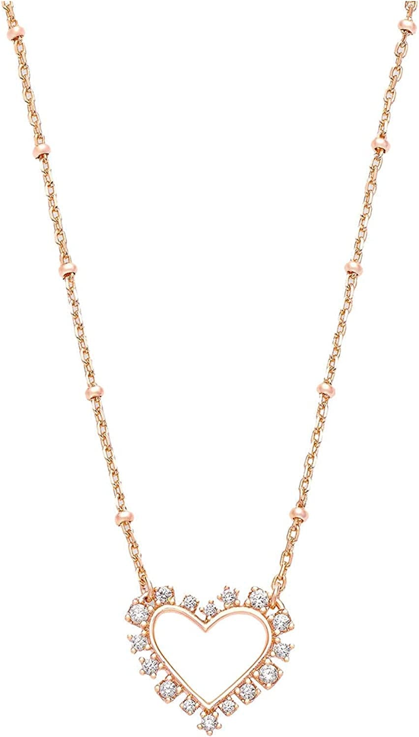 Women'S Ari Heart Crystal Pendant Necklace Rose Gold White Crystal / One Size