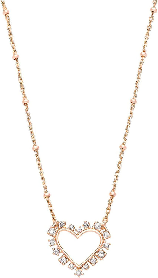 Women'S Ari Heart Crystal Pendant Necklace Rose Gold White Crystal / One Size