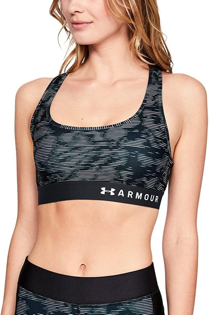 Women'S Armour Mid Crossback Print Sports Bra Black (012)/Black / Small