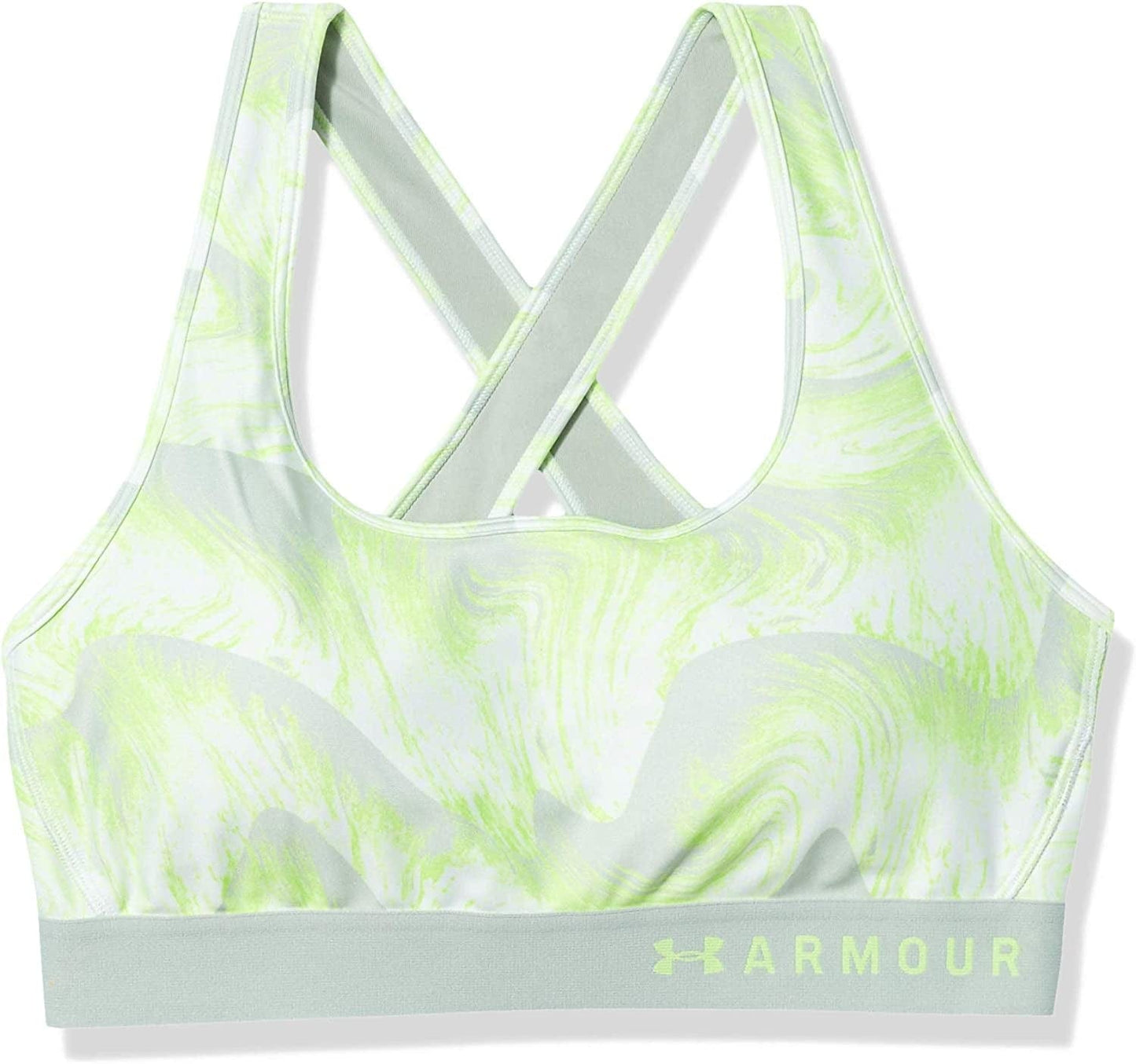 Women'S Armour Mid Crossback Print Sports Bra Lime Light (884)/Lime Light / X-Large