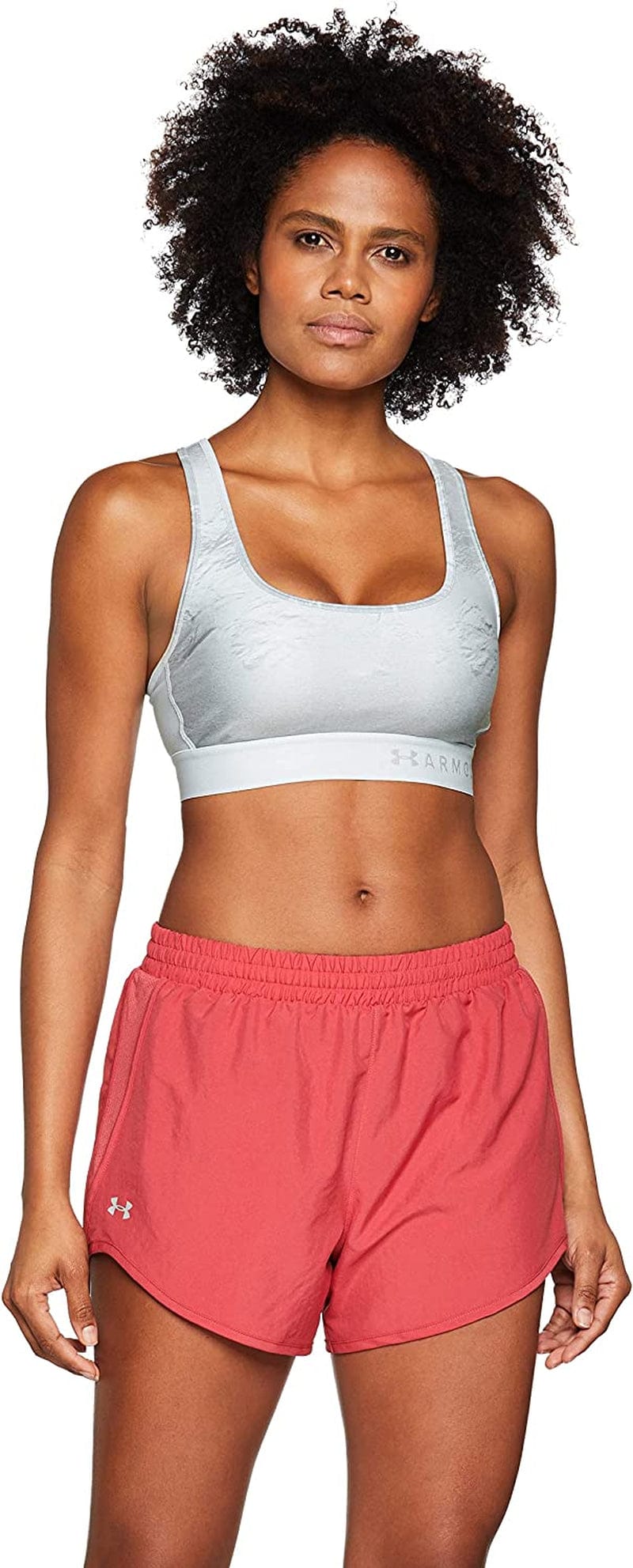Women'S Armour Mid Crossback Print Sports Bra Coded Blue (451)/Mod Gray / Medium