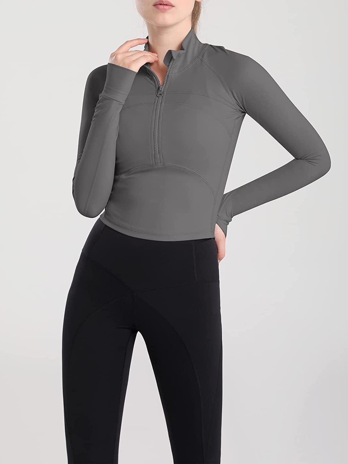 Women'S Athletic Half Zip Pullover Sweatshirt Workout Top Crop Quarter Zip Pullover Yoga Running Jackets
