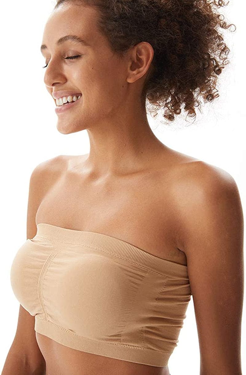 Women'S Bandeau Crop Tube Top Bra, Strapless Wireless Padded Bralette Seamless Bandeau Tank Top