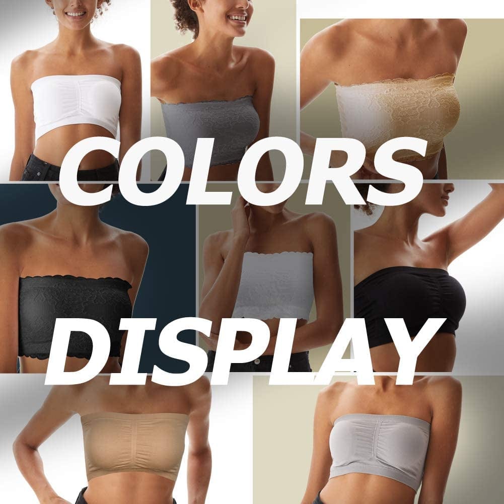 Women'S Bandeau Crop Tube Top Bra, Strapless Wireless Padded Bralette Seamless Bandeau Tank Top