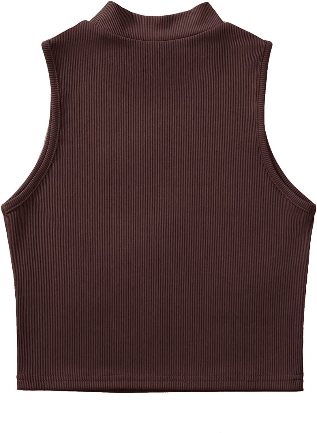 Women'S Basic Sleeveless Mock Neck Rib Knit Tank Crop Top