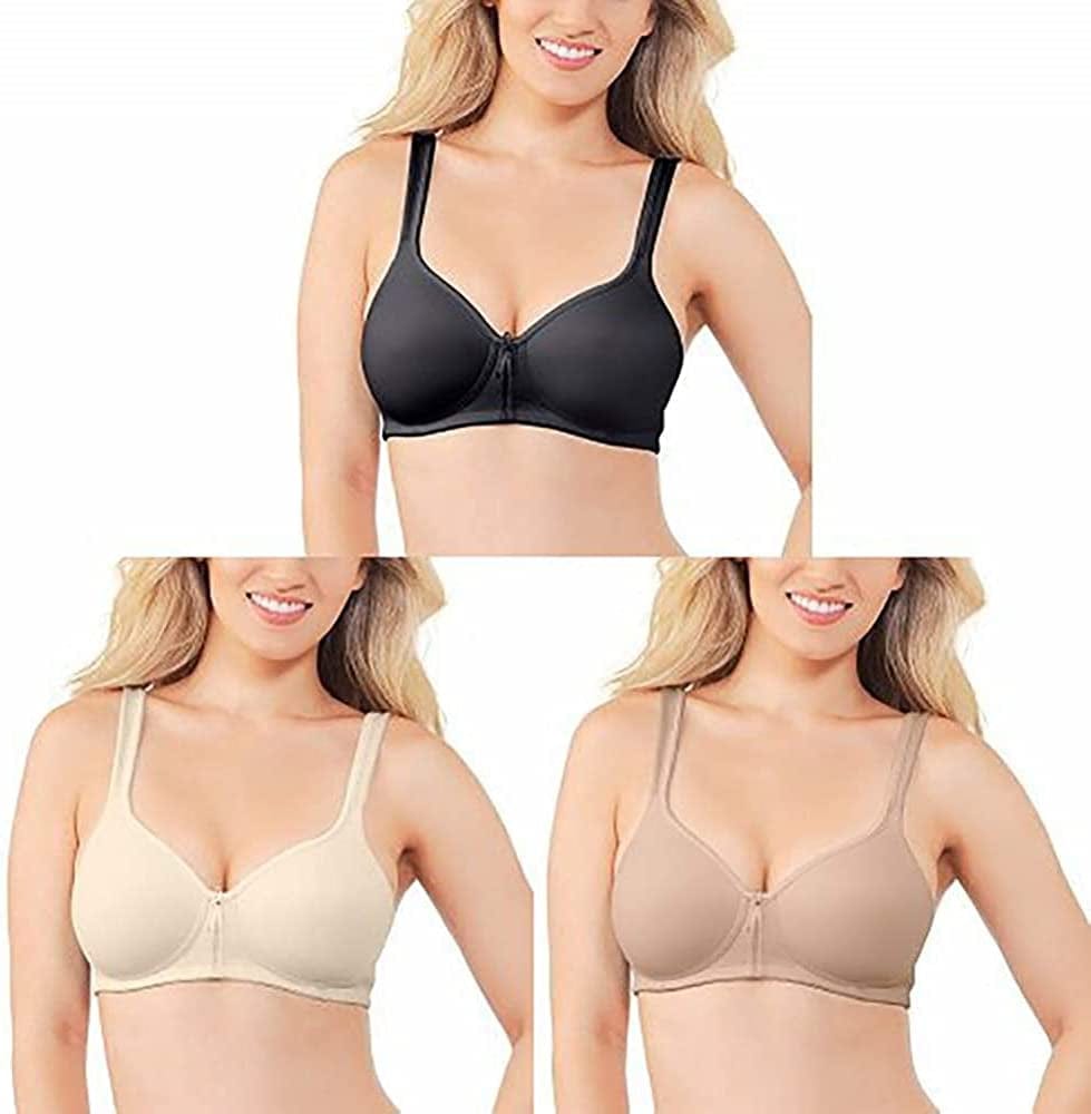 Women'S Body Caress Full Coverage Wirefree Bra 72335 Midnight Black/Ivory/Damask Neutral / 40B
