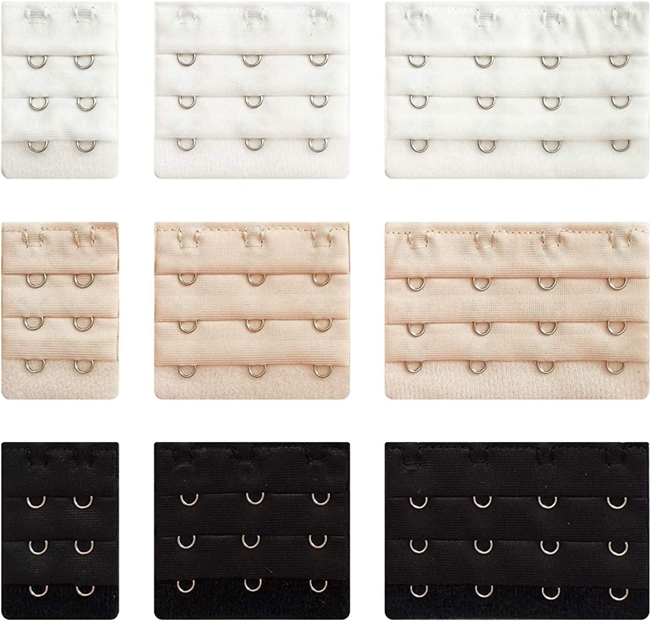 Women’S Bra Extenders 2 Hooks/3 Hooks/4 Hooks with 3 Rows Comfortable Bra Band Extension White/Nude/Black Color-9pcs Non-strechy