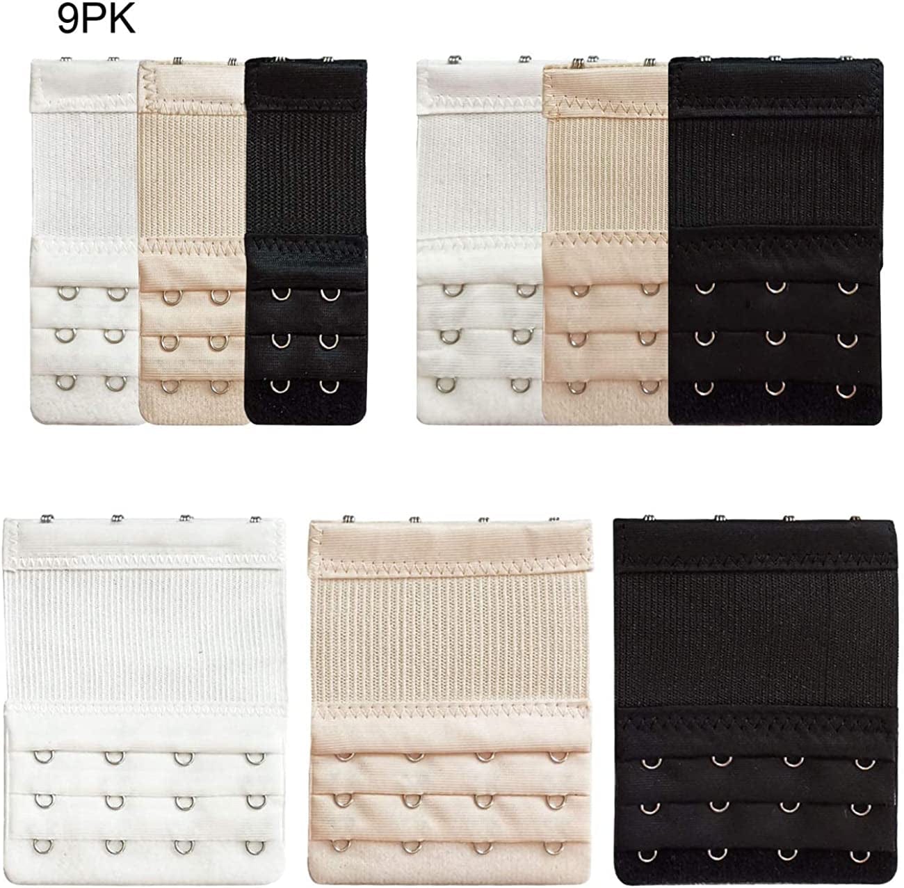 Women’S Bra Extenders 2 Hooks/3 Hooks/4 Hooks with 3 Rows Comfortable Bra Band Extension White/Nude/Black