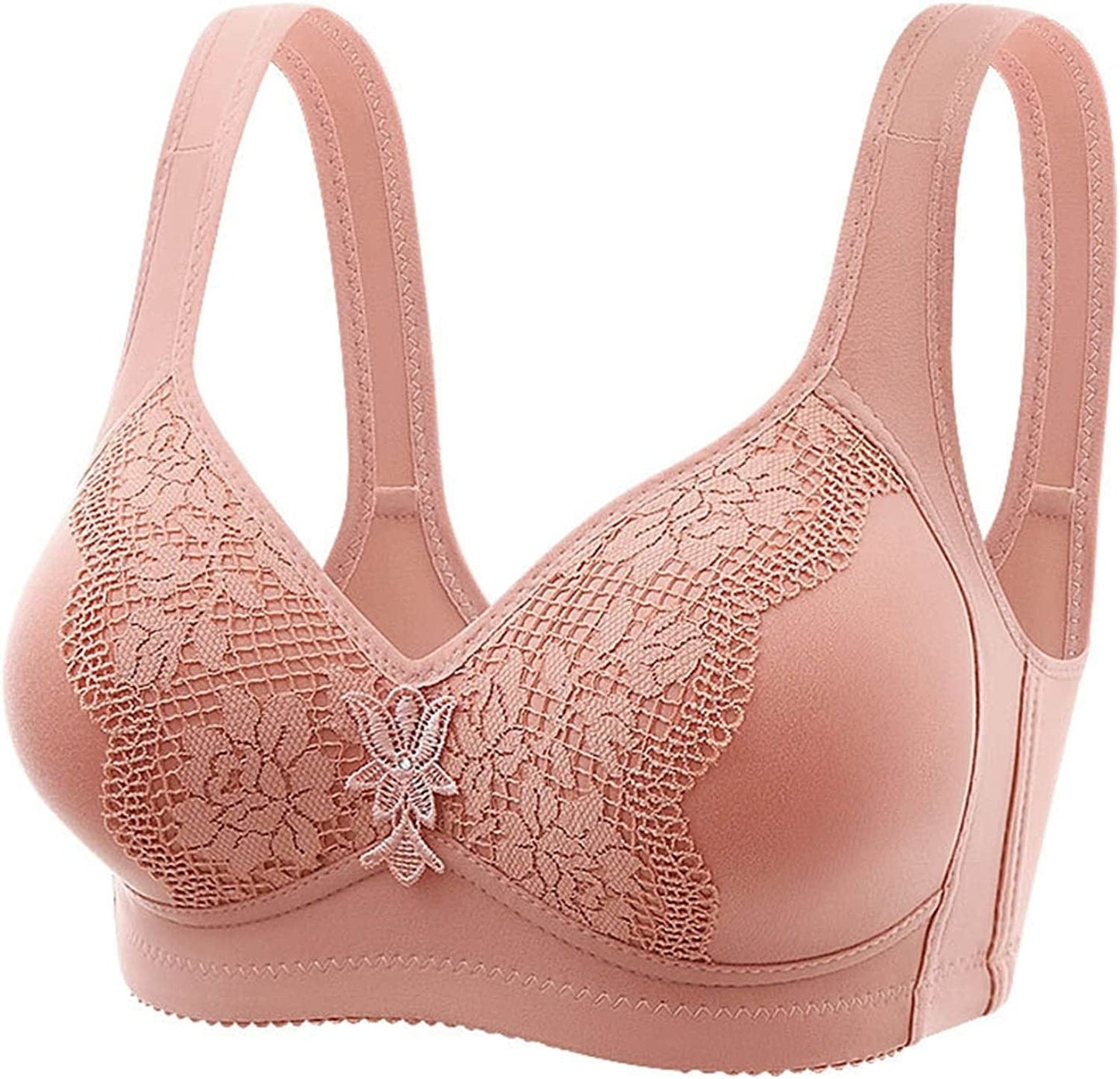 Women'S Bras Wireless Full Coverage Lace Bras plus Size Minimizer Non Padded Comfort Soft Bra Everday Bras R-hot Pink / 36B-C