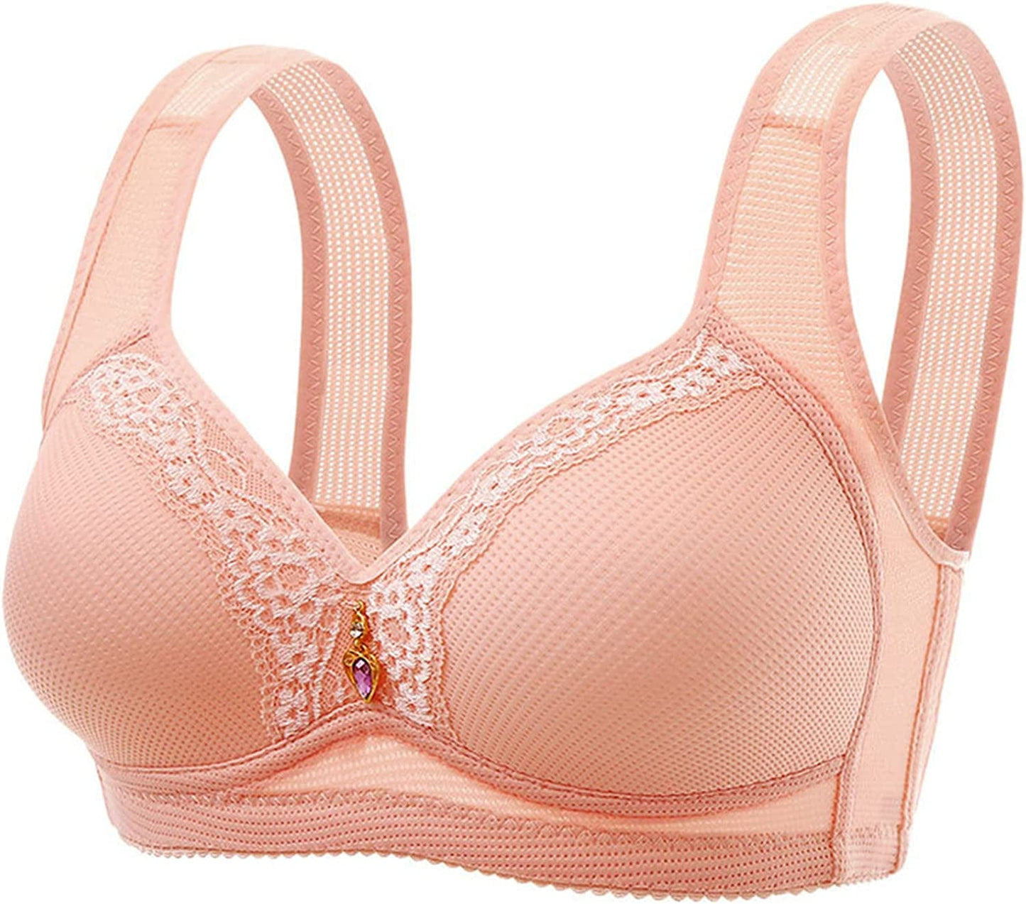 Women'S Bras Wireless Full Coverage Lace Bras plus Size Minimizer Non Padded Comfort Soft Bra Everday Bras U-khaki / 42B-C