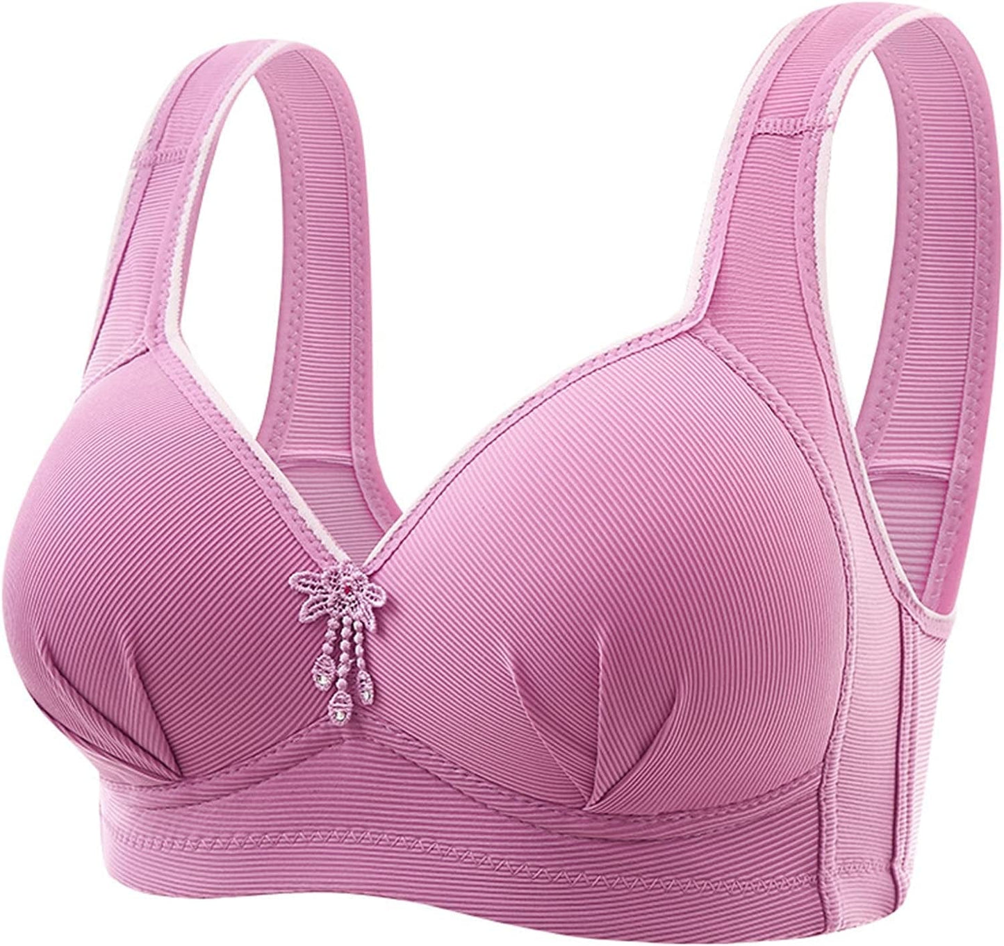 Women'S Bras Wireless Full Coverage Lace Bras plus Size Minimizer Non Padded Comfort Soft Bra Everday Bras S-purple / 42B-C