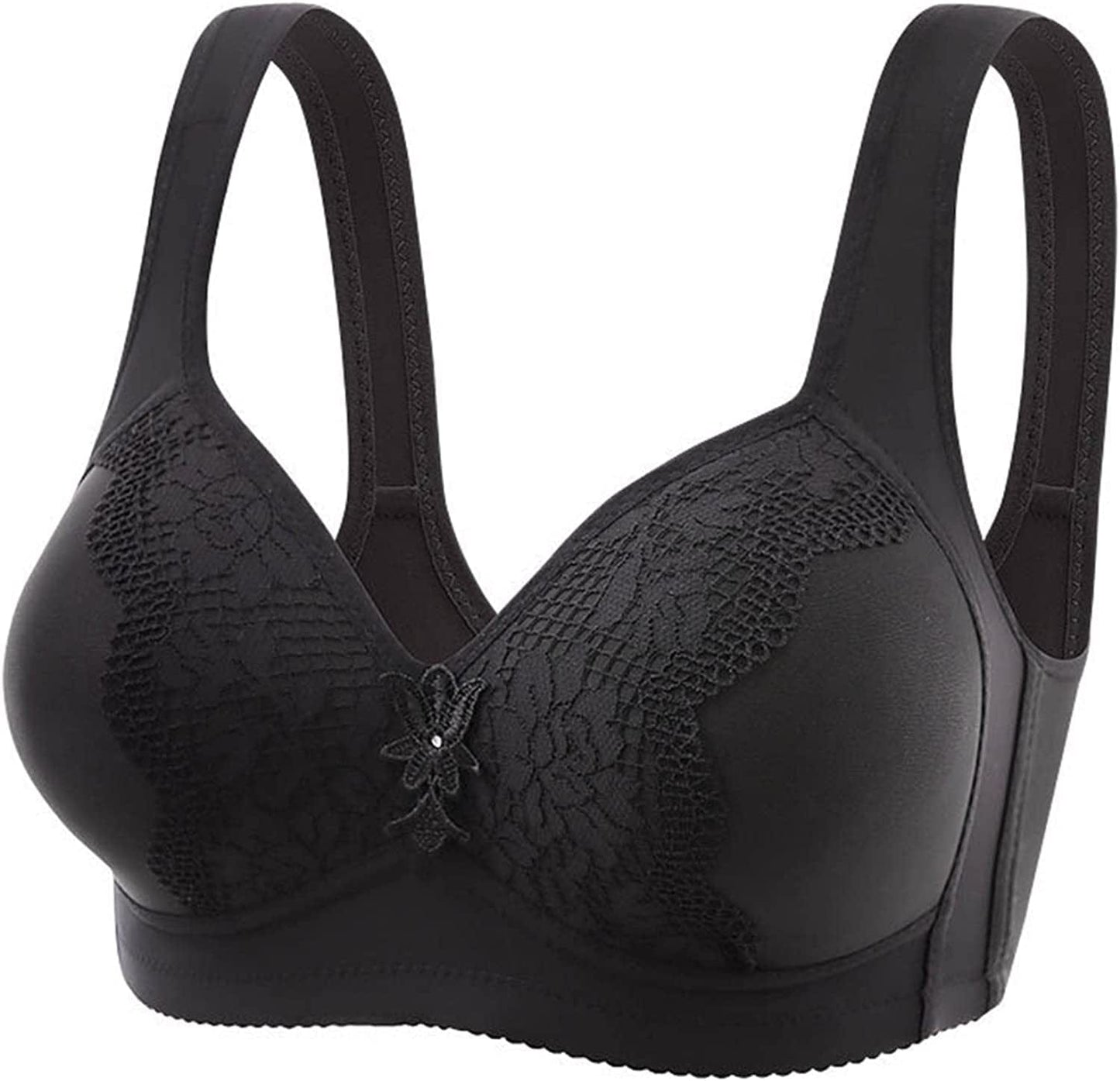 Women'S Bras Wireless Full Coverage Lace Bras plus Size Minimizer Non Padded Comfort Soft Bra Everday Bras R-black / 40B-C