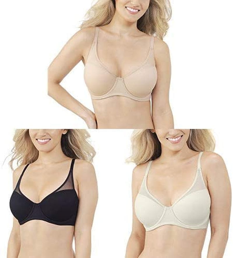 Women'S Breathable Luxe Full Coverage Padded Underwire Bra 75291 Honey Beige/Midnight Black/Coconut White / 36DD