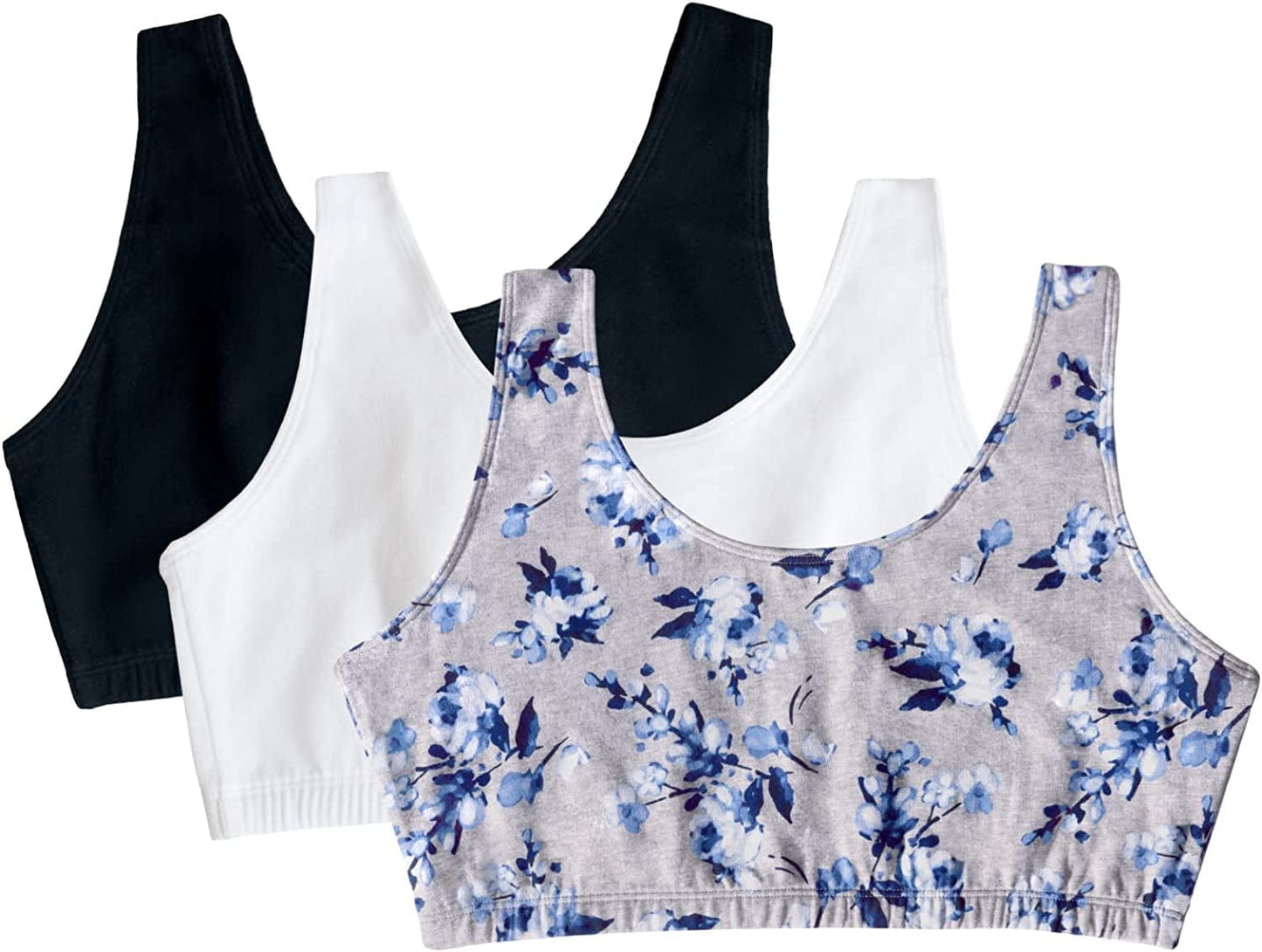 Women'S Built up Tank Style Sports Bra Rose Impression Print/White/Blue / 44
