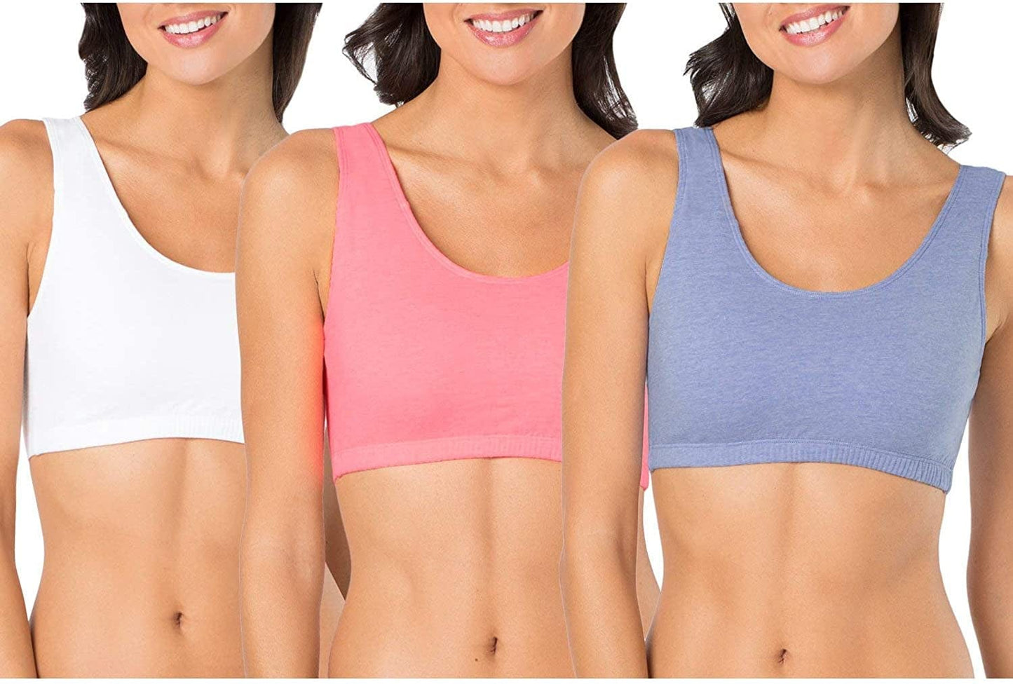 Women'S Built up Tank Style Sports Bra Heather Blue/Popsicle Pink/White / 34