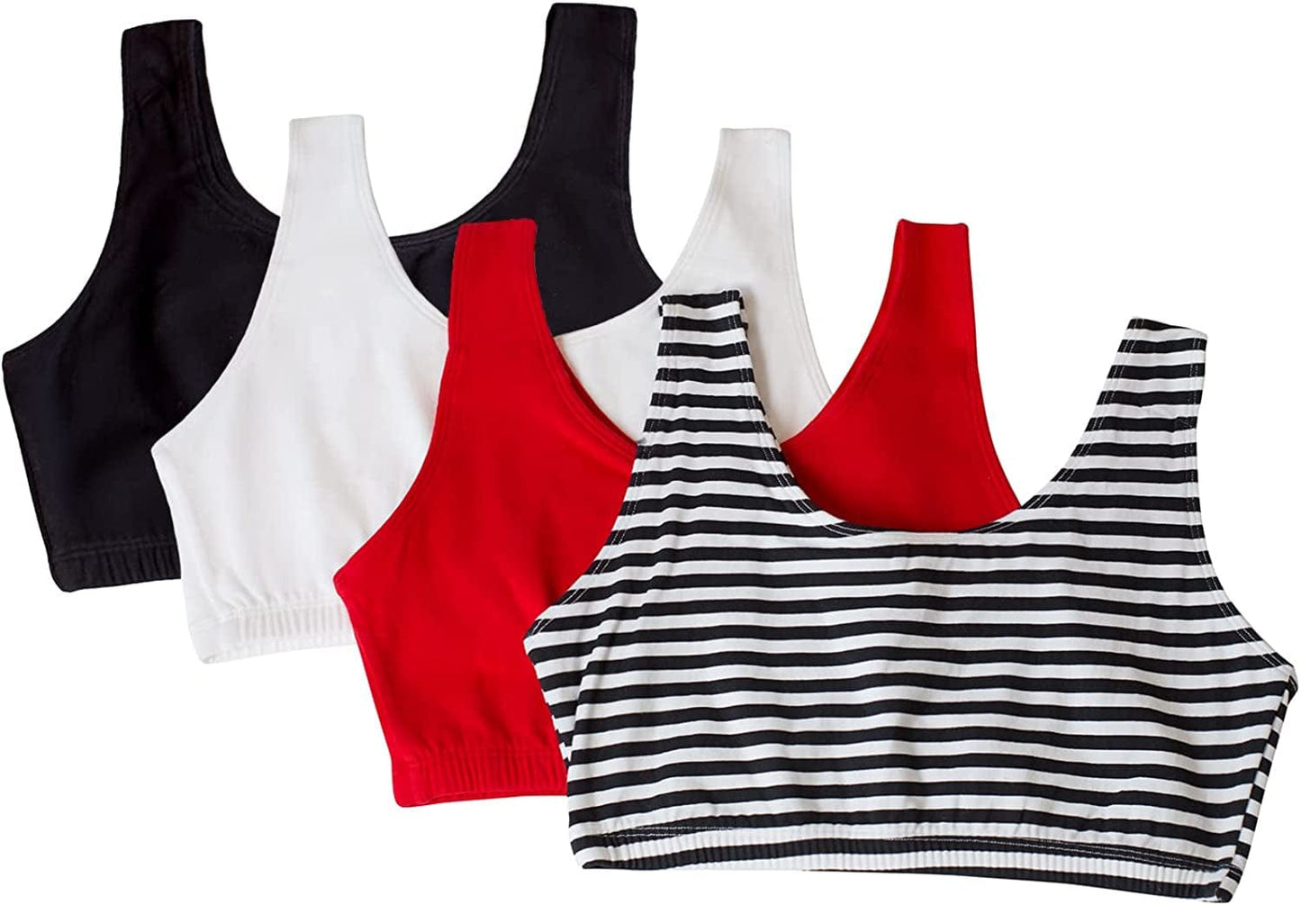Women'S Built up Tank Style Sports Bra Value Pack Skinny Stripe/Black Hue/Red Hot/White / 48
