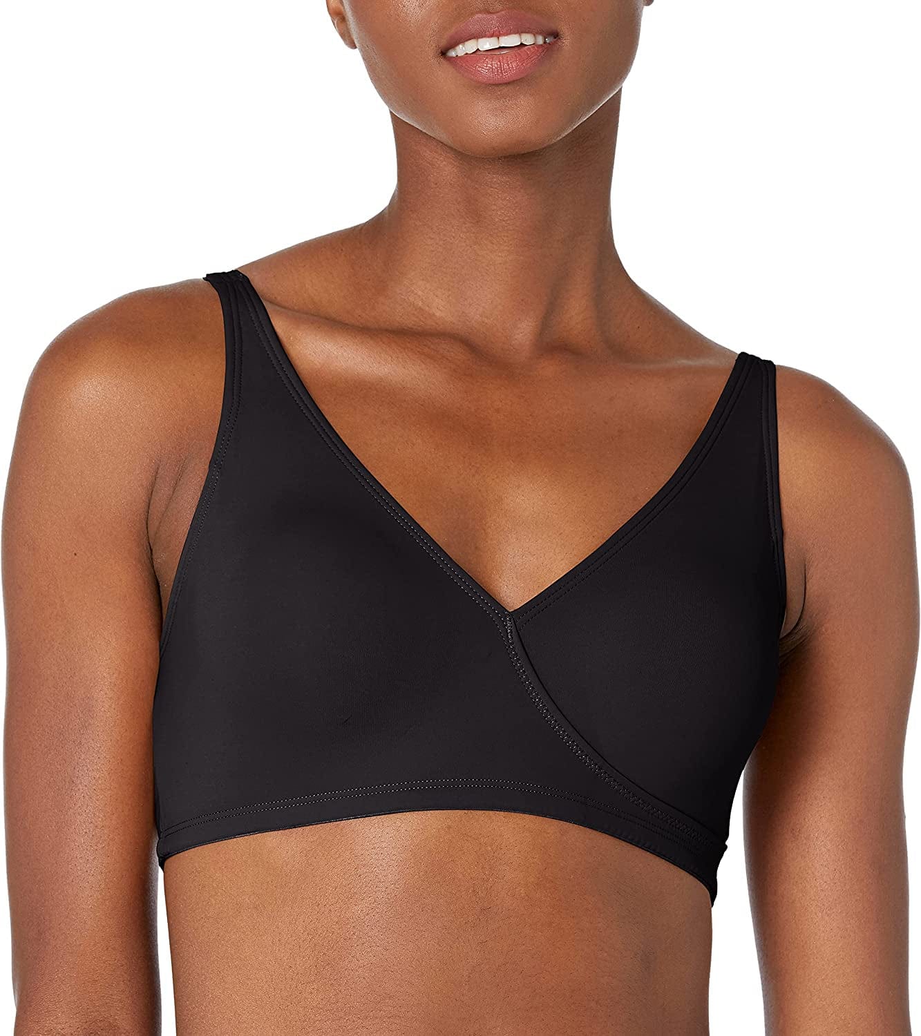 Women'S Butterknit Wrap Bra with Removable Pads Black / 3X